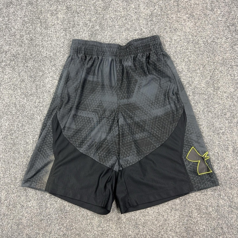 Under Armour Shorts Mens Small Black Geometric Loose Athletic 10 Inseam HeatGear